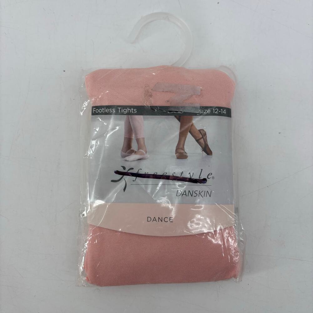 Freestyle Danskin Girls Sz 12-14 Pink Footless Tights Dance Ballet